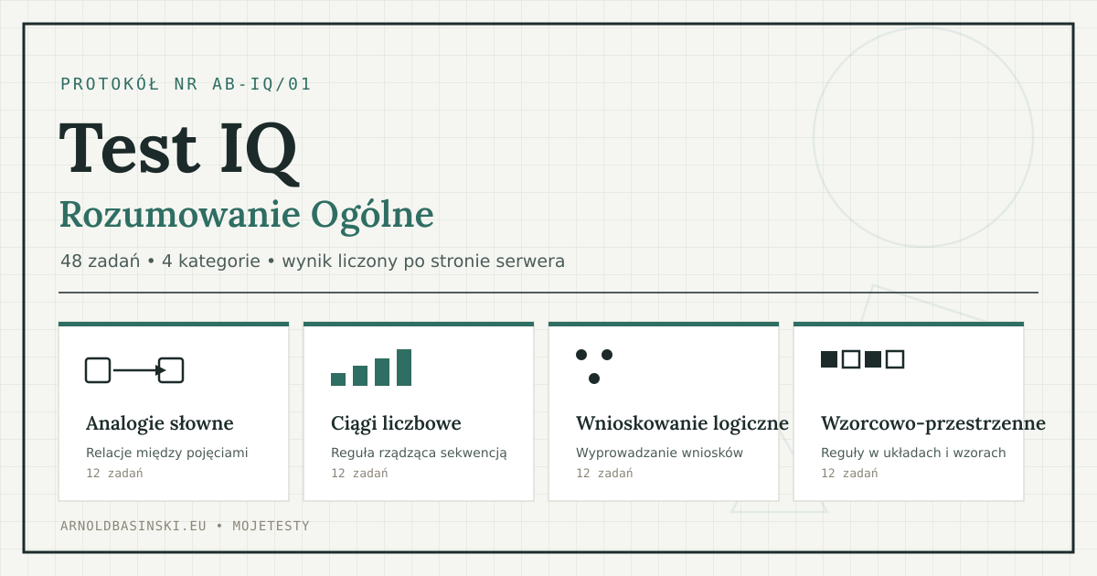 IQ Test - Rozumowanie Ogólne | Arnold Basiński - Psycholog i Programista